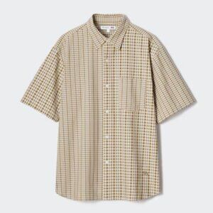 Uniqlo x JW Anderson Seersucker Checked Short-Sleeve Shirt S Beige